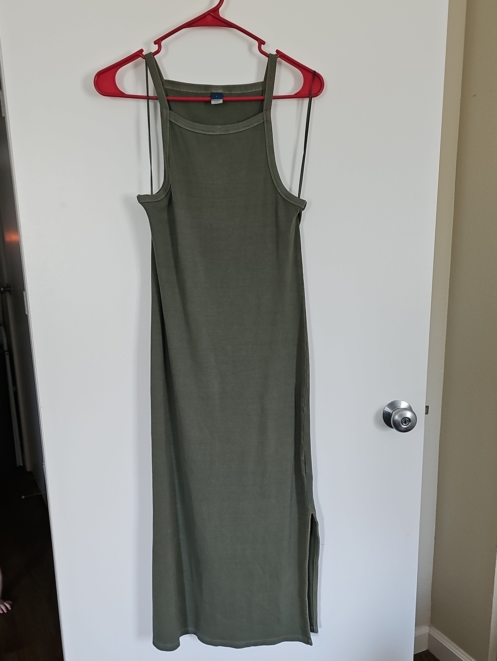 Old Navy Olive Green Maxi Tank Dress with Side Slit